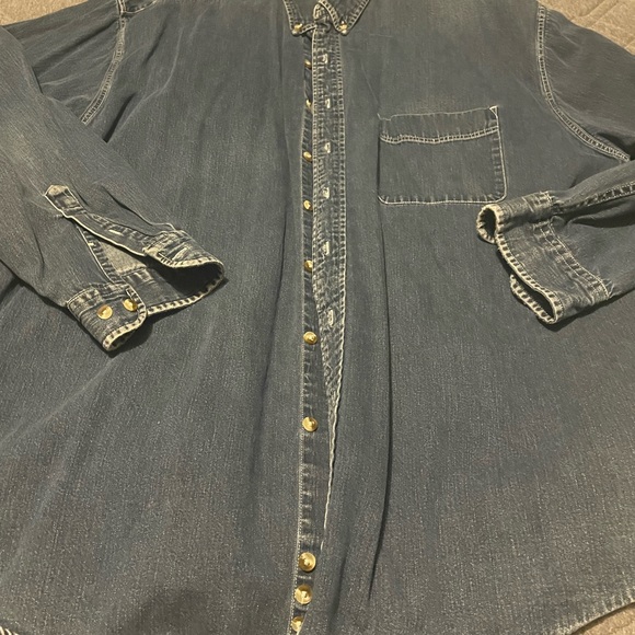 Vintage Eddie Bauer Button Down Denim Shirt XXL - Picture 2 of 4